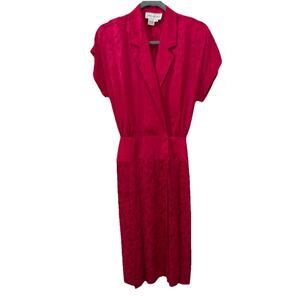 Silk Studio Size 8 Red Floral Jacquard Sheath Dress Cocktail Minimalist Career